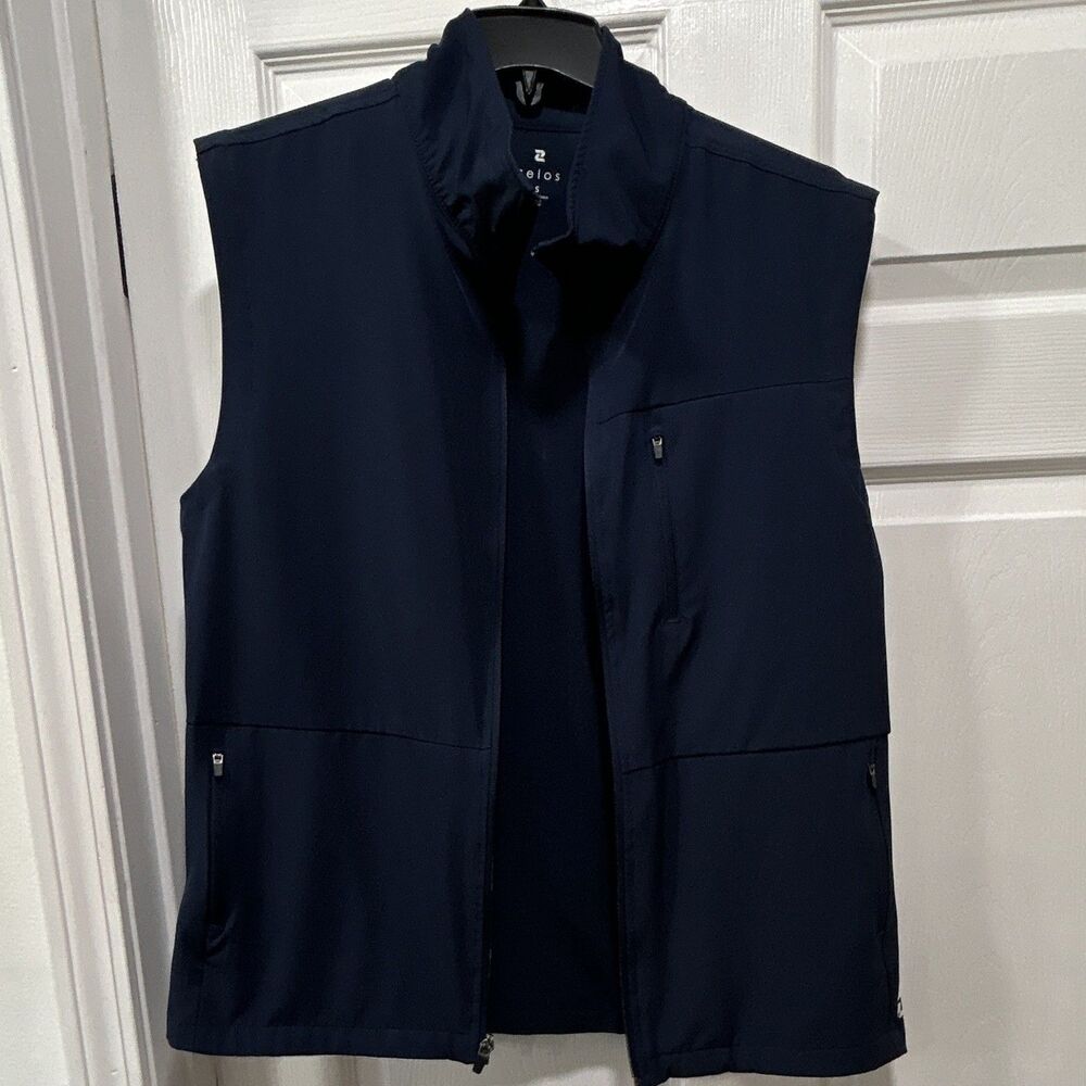 Zelos Men's Navy Full-ZipVestSize S RegularFit Stand-Up CollarZippedPockets 0081
